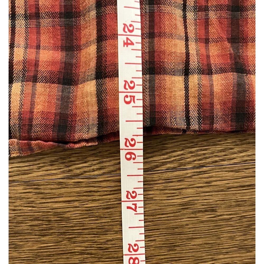 Pendleton Womens 100% Cotton Red Orange Plaid Long Sleeve Shirt Medium - Picture 9 of 9